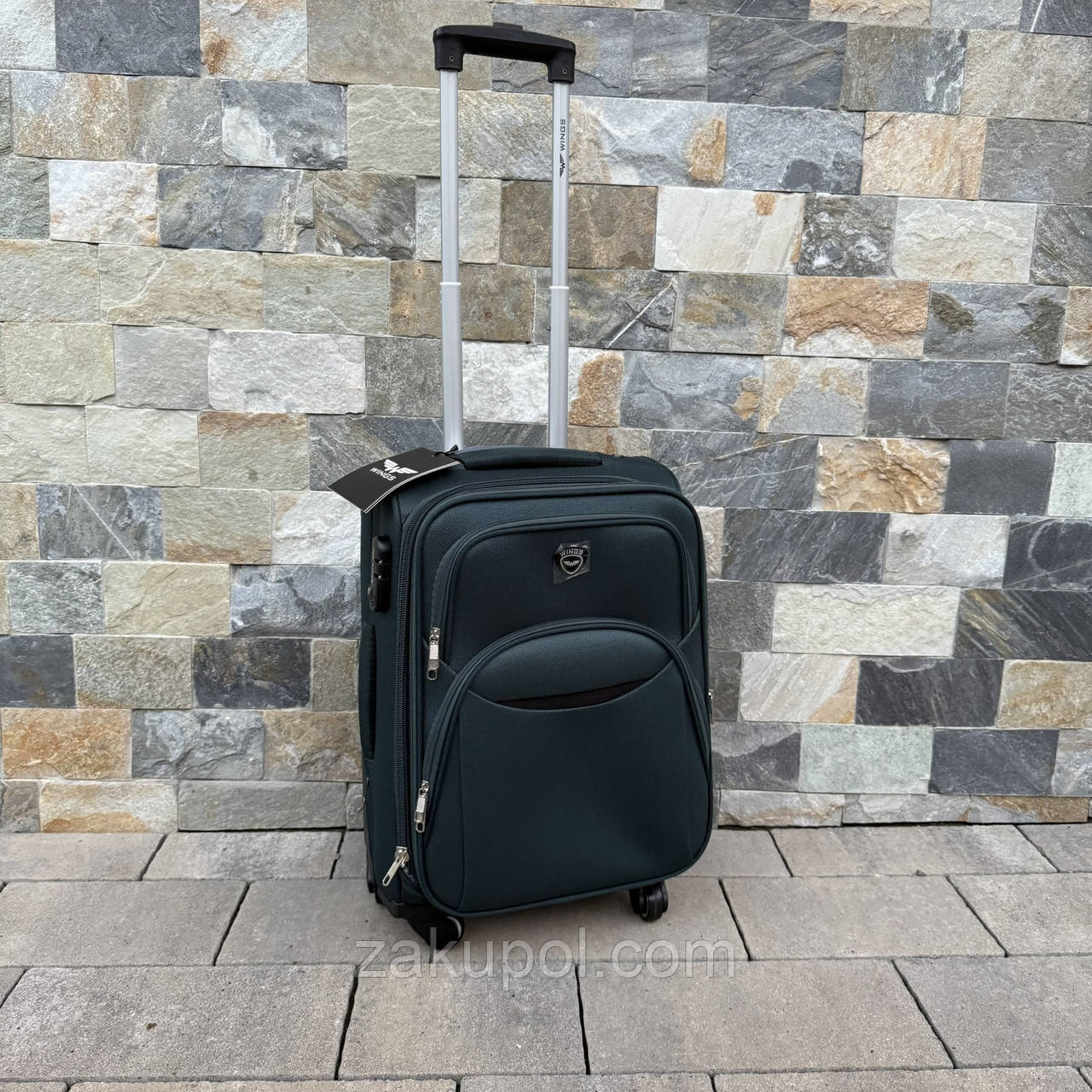 Валіза тканинна мала на 4 колесах Wings 1708 S Зелений, фото 1