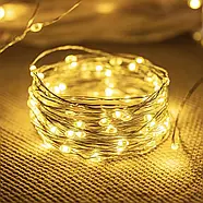 USB Гірлянда "Роса" 20 метрів 200 LED 8 режимів світіння Тепле біле світло, фото 8