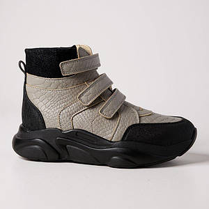 Дитячі високі підліткові шкіряні ортопедичні черевики з жорстким задником і супінатором на хлопчика 37 р