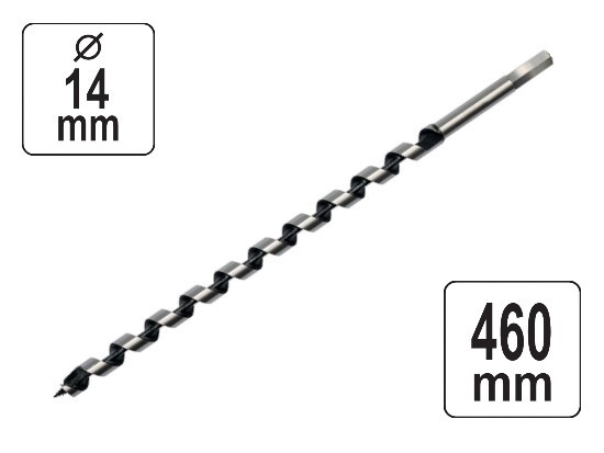 Свердло спіральне Левіса по дереву Ø= 14 мм, L= 460 мм.  YATO