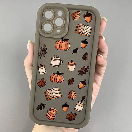 Чохол для iPhone 11 Pro коричневий чохол з осіннім принтом листя книжок гарбуза на айфон 11 про w02j, фото 1