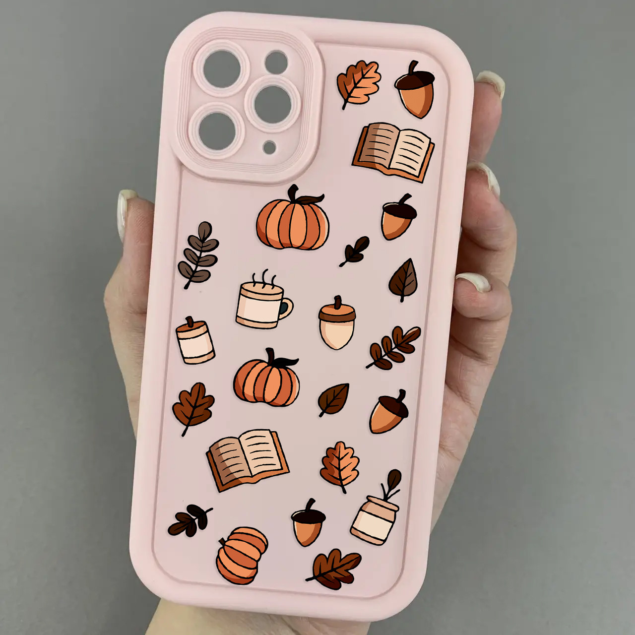 Чохол для iPhone 11 Pro рожевий чохол з осіннім принтом листя книжок гарбуза на айфон 11 про w02j
