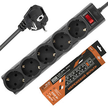 Мережевий фільтр на 5 розеток, 2м, 3520Вт, PREMIUM LP-X5 / Подовжувач мережевий з вимикачем