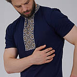 Чоловіча футболка з вишивкою в українському стилі «Козацька (бежева вишивка)», фото 2