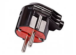 Вилка кутова з заземленням чорна Luxel