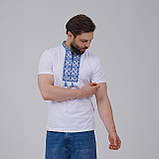 Молодіжна футболка для чоловіка в етно стилі «Зоряне сяйво (синя вишивка)» XL, фото 2