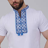 Молодіжна футболка для чоловіка в етно стилі «Зоряне сяйво (синя вишивка)» XL, фото 4