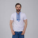 Молодіжна футболка для чоловіка в етно стилі «Зоряне сяйво (синя вишивка)» XL, фото 3