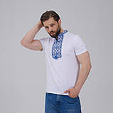 Молодіжна футболка для чоловіка в етно стилі «Зоряне сяйво (синя вишивка)» XL, фото 5