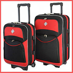 Набір валіз Bonro Style - 2 шт M+L чорно-червоний середня і велика дорожні тканинні на колесах з кодовим замком і висувною ручкою