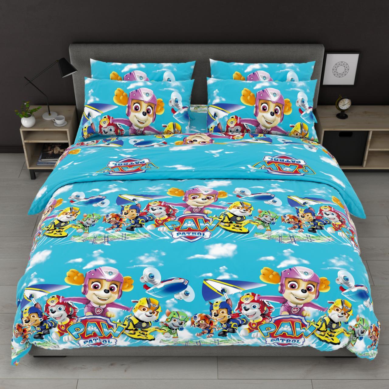 Підковдра на блискавці 145х215 (Бязь) | Полуторна підковдра від виробника "Королева Ночі" | Щенячий патруль на блакитному, фото 1