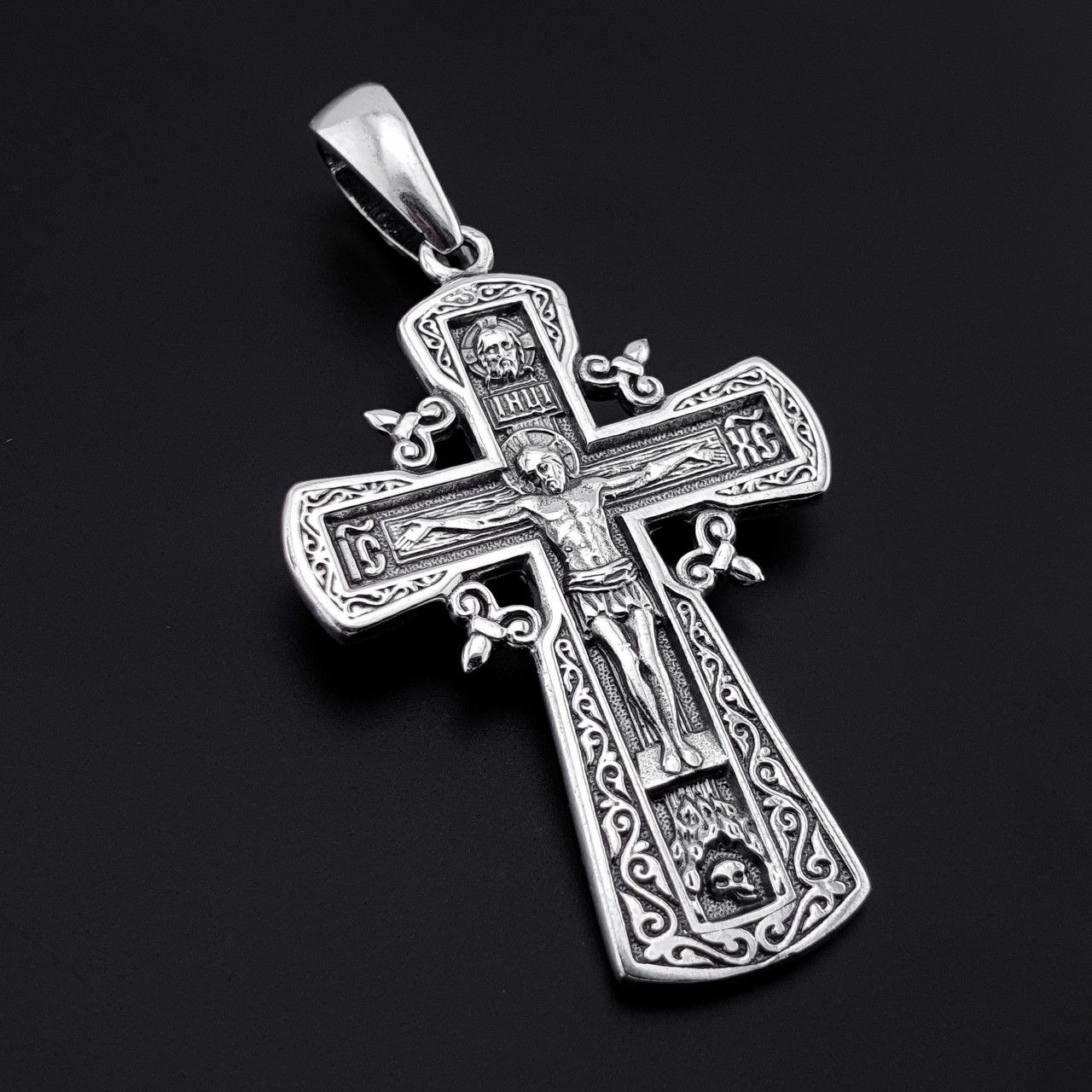 Срібний чоловічий хрест з молитвою. Освячений православний кулон зі срібла 925, фото 1