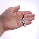 Срібний чоловічий хрест з молитвою. Освячений православний кулон зі срібла 925, фото 4