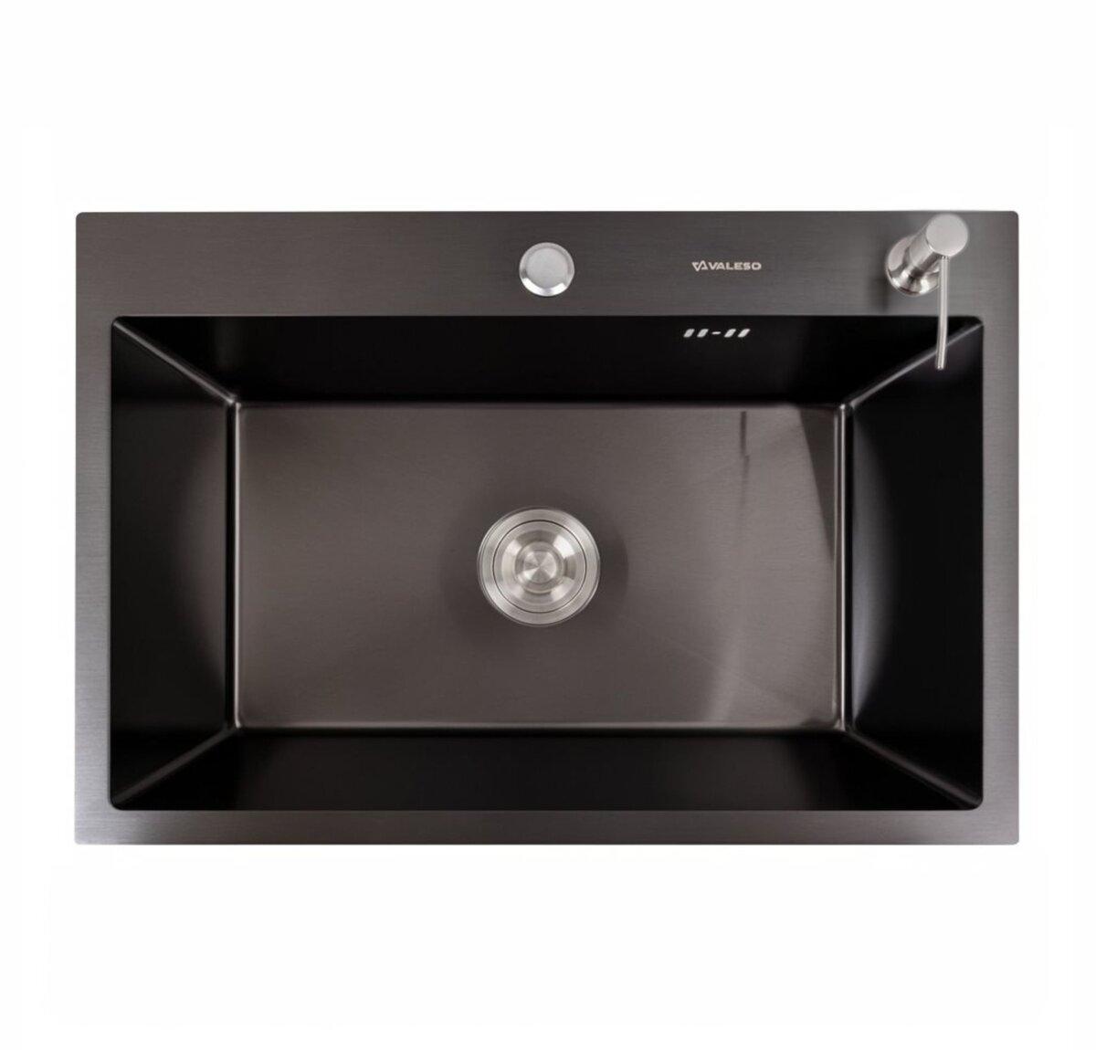 Кухонна мийка Valeso Handmade 65х45 PVD чорна 3.0/1.5 6545, фото 1