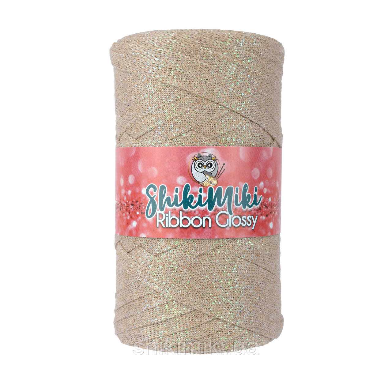 Трикотажний плоский шнур Ribbon Glossy, колір Бежева пудра, фото 1