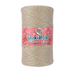 Трикотажний плоский шнур Ribbon Glossy, колір Бежева пудра