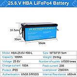 Акумуляторна батарея LiFePO4 25.6V (24V) 100AH в наявності, фото 2