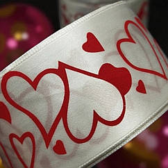 Атласна стрічка з малюнком 5 см (23 м) оптом