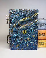 Блокнот ручної роботи А5 Finding Дракон Сґейл Епоксидна смола 30 аркушів Синій із золотом 21 × 15 см