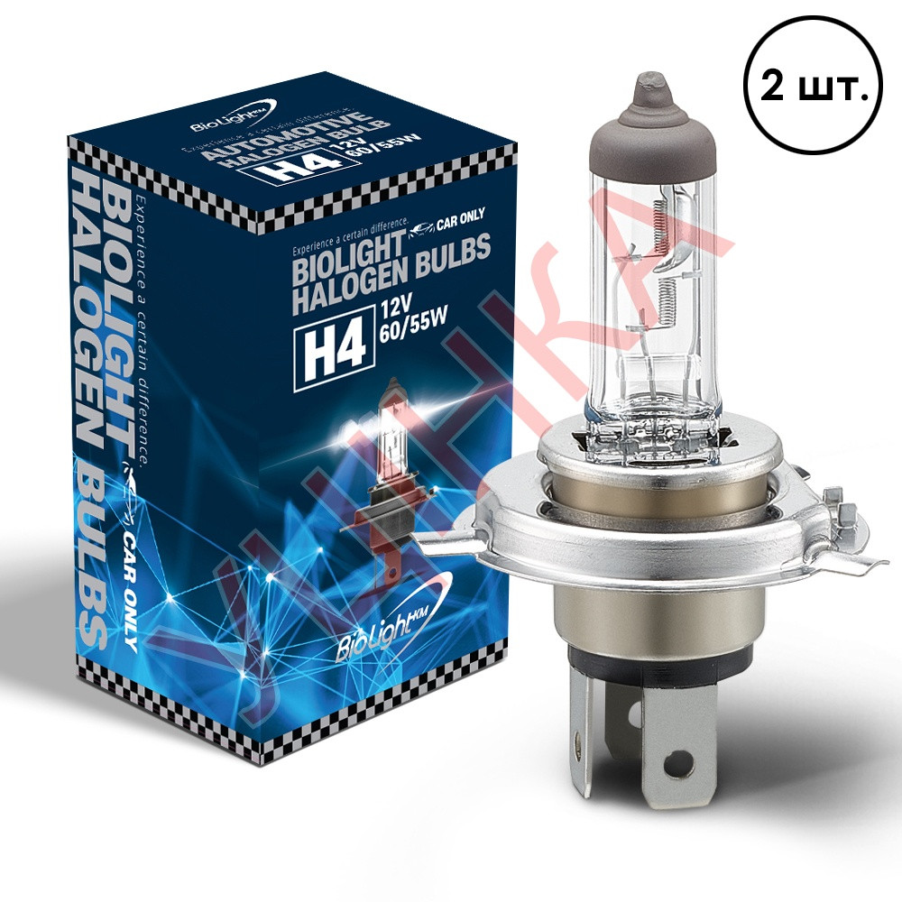 Уцінка - Галогенні лампи BioLight Fukurou H4 Hyper-Light Plus 150% 12V 60/55W, фото 1