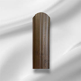 Євроштахети темний дуб 105 мм двох сторонній 3D (штахети металеві темне дерево)