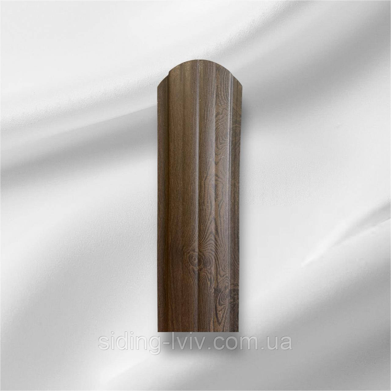 Євроштахети темний дуб 105 мм двох сторонній 3D (штахети металеві темне дерево), фото 1