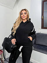 Флісовий спортивний костюм великого розміру, колір чорний Розміри: 50-52, 54-56, 58-60, 62-64, фото 3