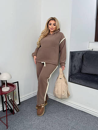 Флісовий спортивний костюм великого розміру, колір мокко Розміри: 50-52, 54-56, 58-60, 62-64, фото 1