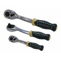 Тріскачка реверсивна посилена вигнута з гумовою ручкою 3/8" (72зуб.) RF-802322