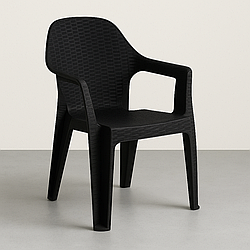 Вуличний пластиковий стілець з підлокітниками Міла  — чорний, під ротанг міцний поліпропілен продаж від 2 шт