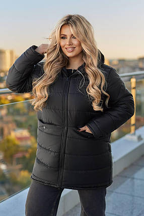 Зимова жіноча куртка великого розміру батал Розміри: 50-52, 54-56, 58-60, 62-64, фото 1