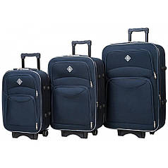 Набір валіз на колесах Bonro Style 3 шт (S+M+L) синій дорожні тканинні з кодовим замком і висувною ручкою
