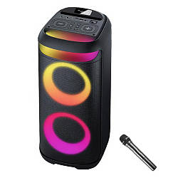 Портативна Bluetooth колонка з мікрофоном та RGB підсвічуванням Su-Kam BT 622D / Караоке колонка з підсвічуванням