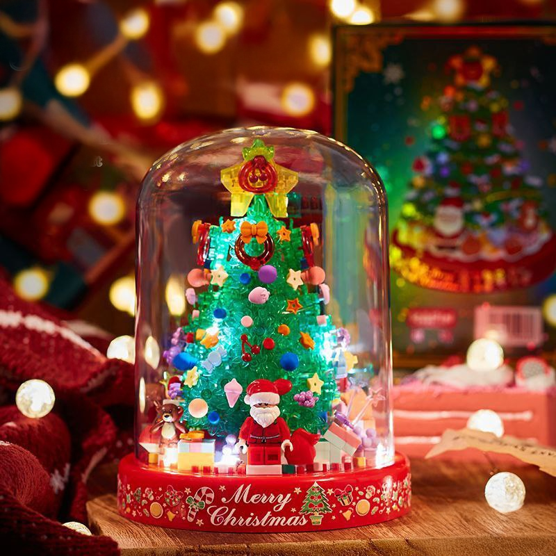 Конструктор нічник блочний дитячий з підсвіткою квітка в колбі Новорічна Ялинка квіти