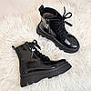 Черевики чорні жіночі лакові на шнурівці, фото 4
