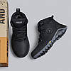 Підліткові зимові шкіряні черевики, кросівки чорні з натуральної шкіри на хутрі на зиму для хлопчика підлітка, розмір 36-39, фото 2