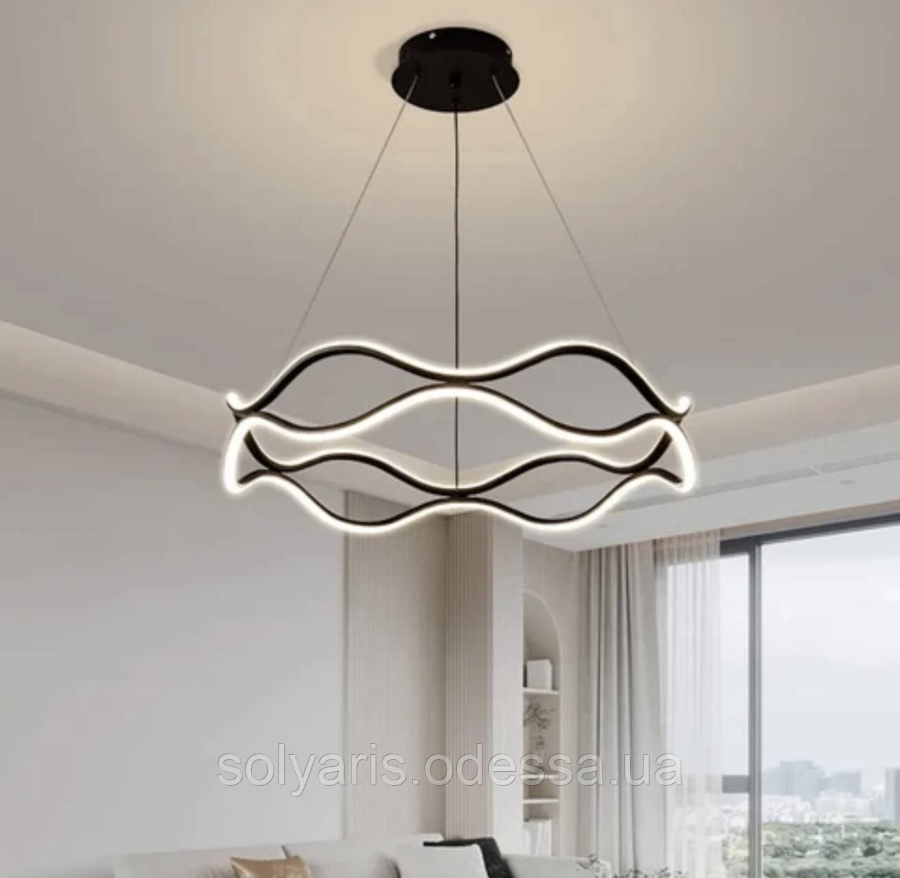 Люстра підвісна 60см 105 ват чорна, фото 1