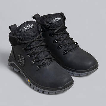 Підліткові зимові шкіряні черевики, кросівки чорні з натуральної шкіри на хутрі на зиму для хлопчика підлітка, розмір 36-39