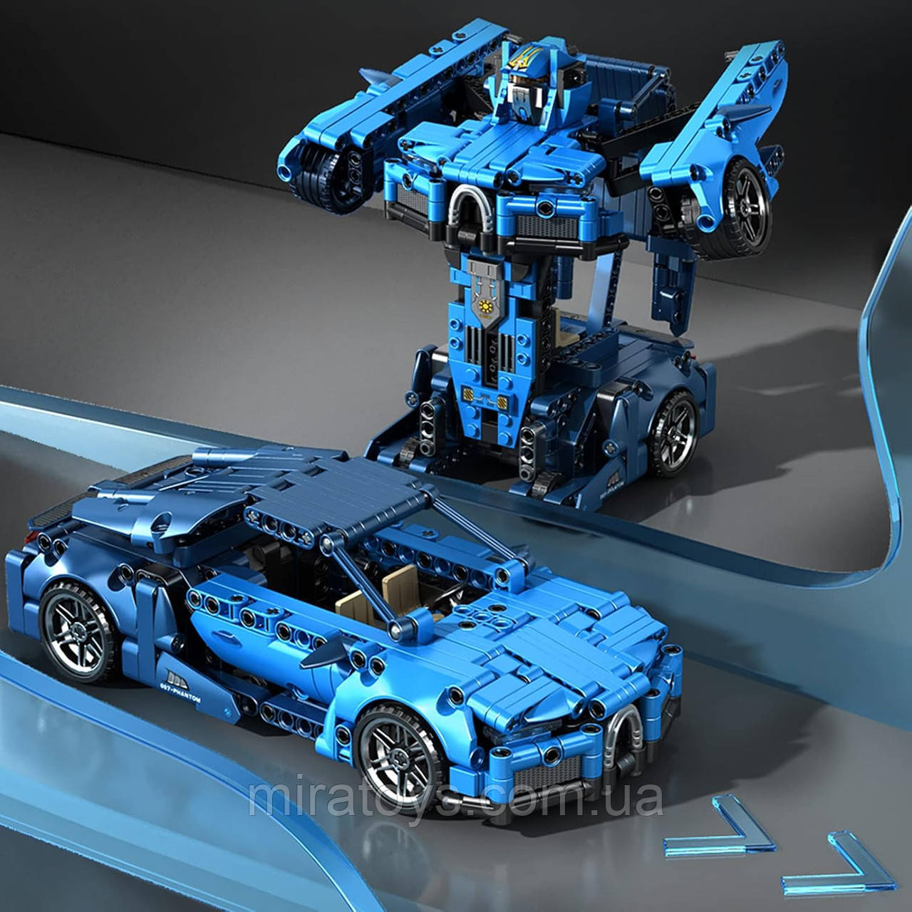 Конструктор Бугаті TurboBot 2в1, дитячий конструктор робот-трансформер, 717 деталей, фото 1
