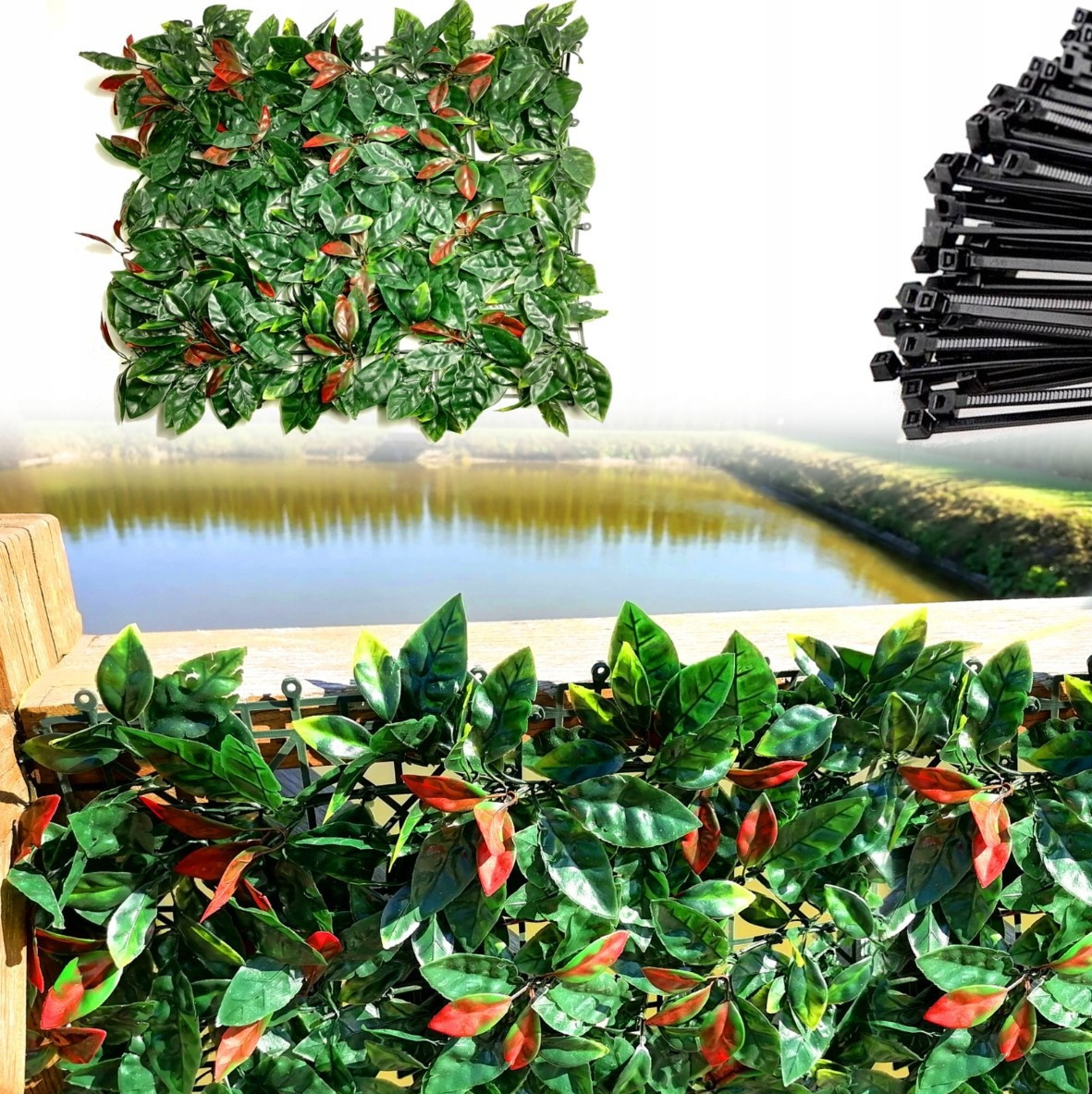 Сітка для огорожі пластикова декоративна 50х50 см Bass Polska BH 85975 листя, фото 1