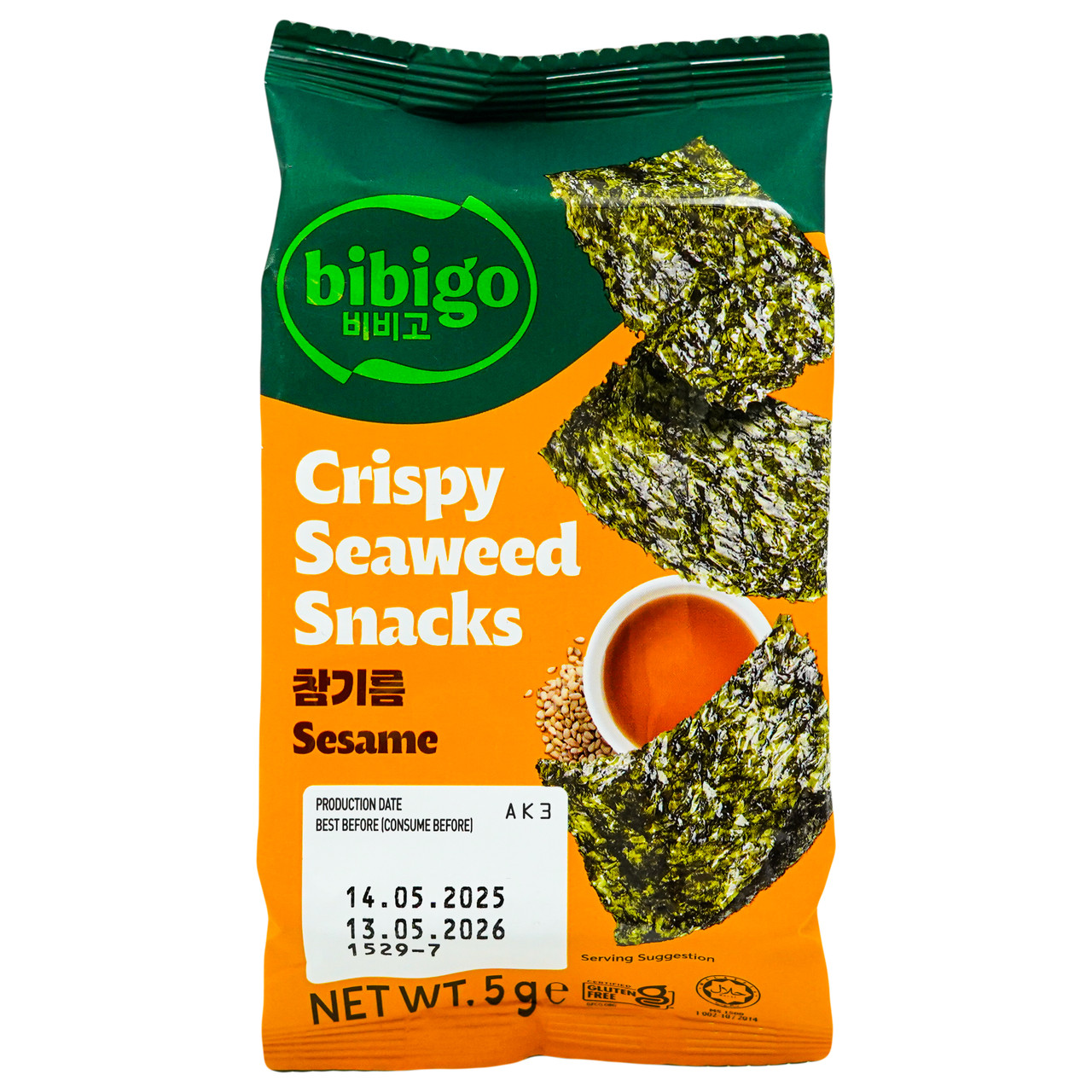 Норі снек хрумкий оригінальний BIBIGO 5 г, фото 1