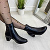 Жіночі черевики на невисоких підборах, натуральна шкіра, фото 4