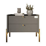 Тумба приліжкова LION Wood з двома шухлядами Антрацит (золоті ножки) (LION-041334) ТОП, фото 2