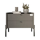 Тумба приліжкова LION Wood з двома шухлядами Антрацит (чорні ножки) (LION-041335) ТОП, фото 2