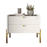 Тумба приліжкова LION Wood з двома шухлядами Німфея Альба (білий) (золоті ножки) (LION-041357) ТОП, фото 2