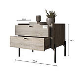 Тумба приліжкова LION Wood з двома шухлядами Німфея Альба (білий) (золоті ножки) (LION-041357) ТОП, фото 3