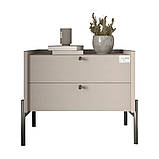 Тумба приліжкова LION Wood з двома шухлядами Кашемір (чорні ножки) (LION-041356) ТОП, фото 2