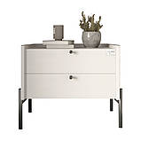 Тумба приліжкова LION Wood з двома шухлядами Німфея Альба (білий) (чорні ножки) (LION-041358) ТОП, фото 2