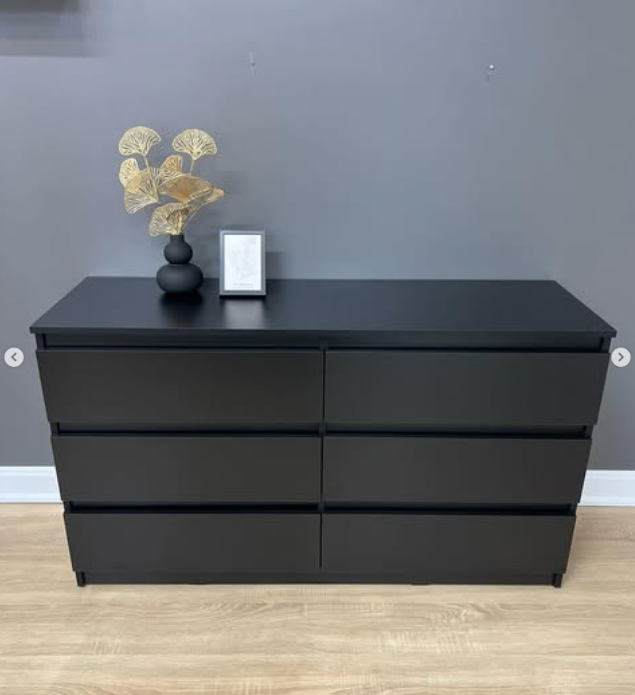 Комод «Kvatro 130” 6 шухляд Чорний, фото 1