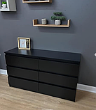 Комод «Kvatro 130” 6 шухляд Чорний, фото 5